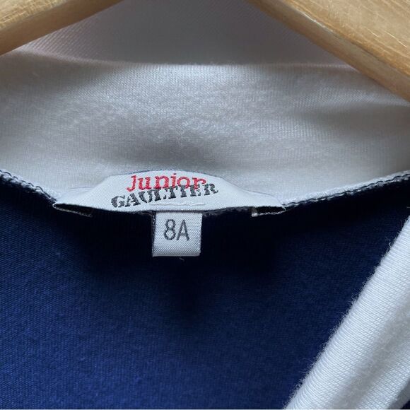 Junior Gaultier Girls Navy Sailor Dress 8A – Nautical Stripe Preppy Classic - Picture 7 of 8